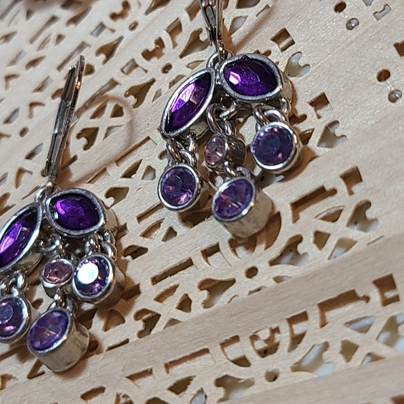 Ladies Earrings purple silver - Picture 4 of 13